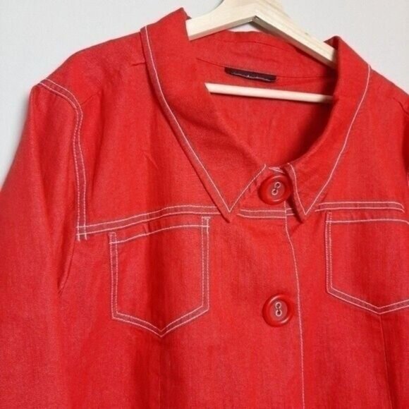 PENNINGTONS / Red Light Coat Shacket 3/4 Sleeve PLUS Sz 26 - Picture 3 of 7